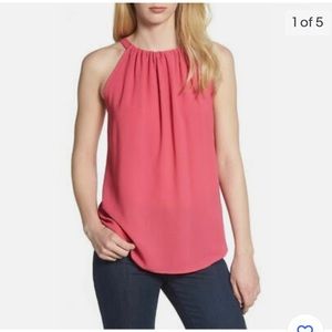 Gibson high neck tie back tank top